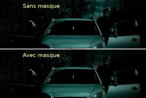 Effet nuit américaine avec et sans masque