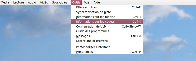 Informations sur les codecs vidéo avec VLC